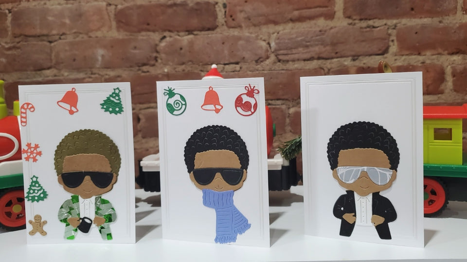 Gold Afro Guy Holidays Card