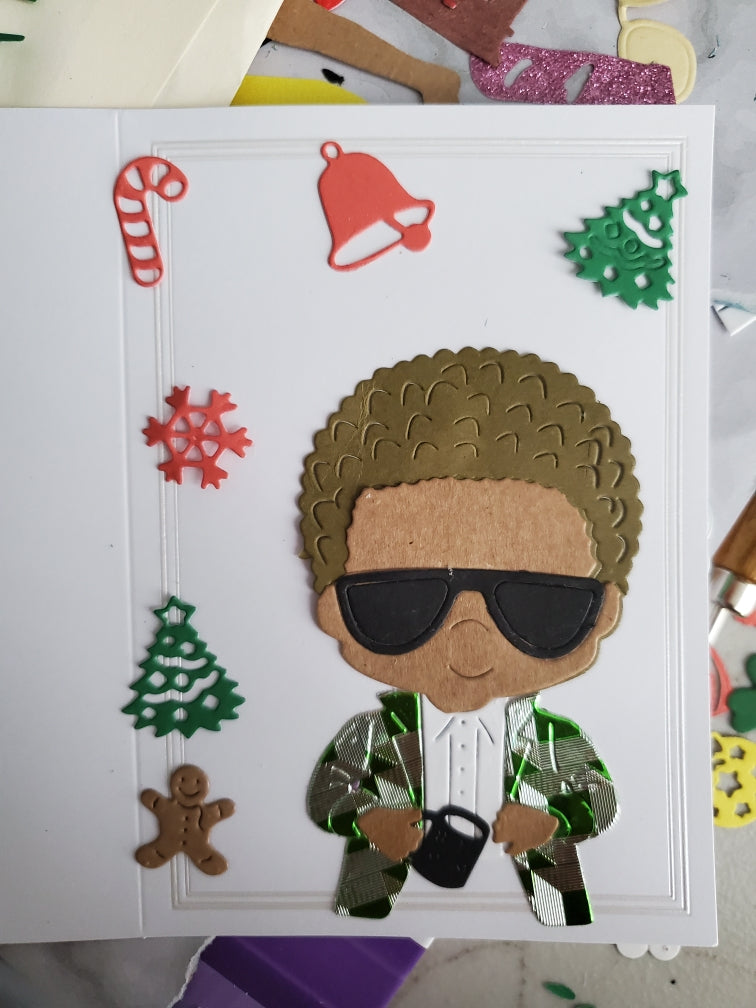 Gold Afro Guy Holidays Card